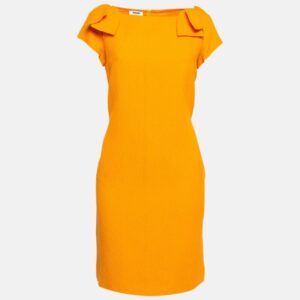 Moschino Orange Textured Cotton Blend Tulip Petal Sheath Dress M