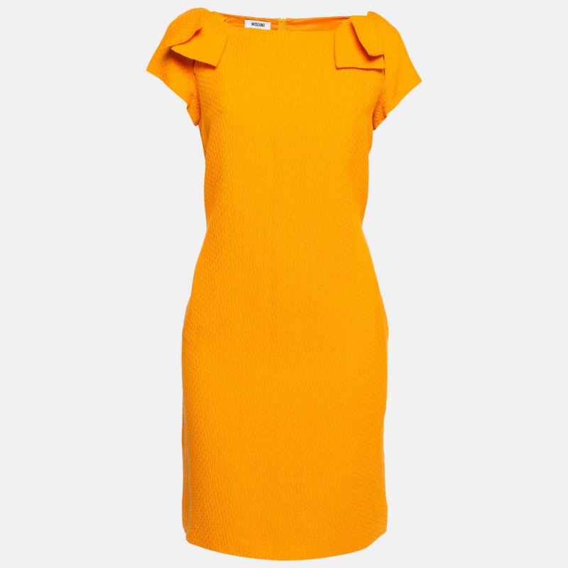 luxury-women-moschino-used-clothes-p958017-1711599790-004 Moschino Orange Textured Cotton Blend Tulip Petal Sheath Dress M
