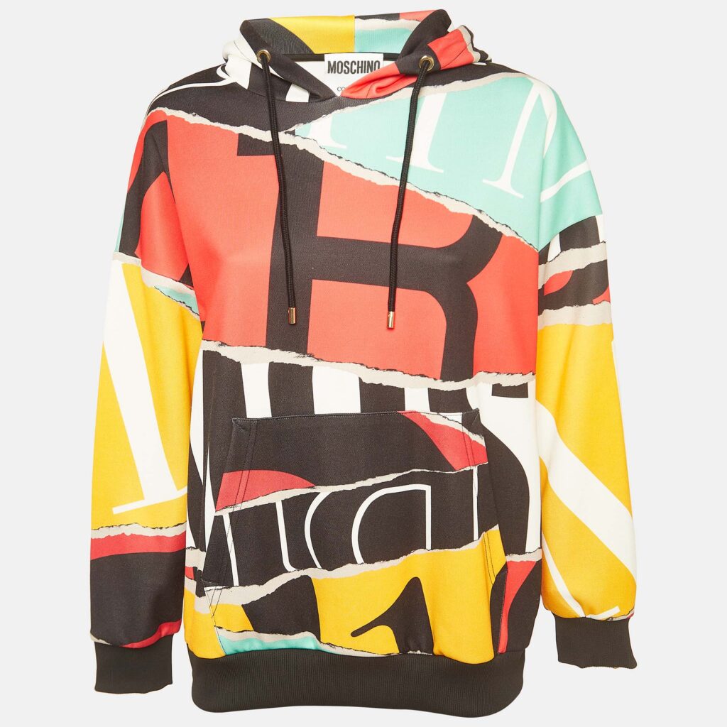 luxury-women-moschino-used-clothes-p975906-006 Moschino Multicolor Printed Jersey Oversized Hoodie S