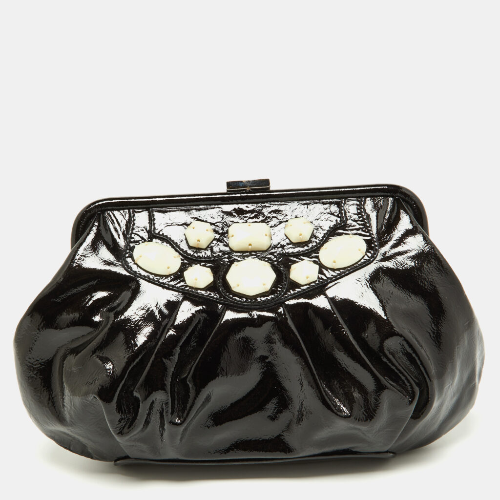 luxury-women-moschino-used-handbags-p886254-008 Moschino Black Patent Leather Clutch