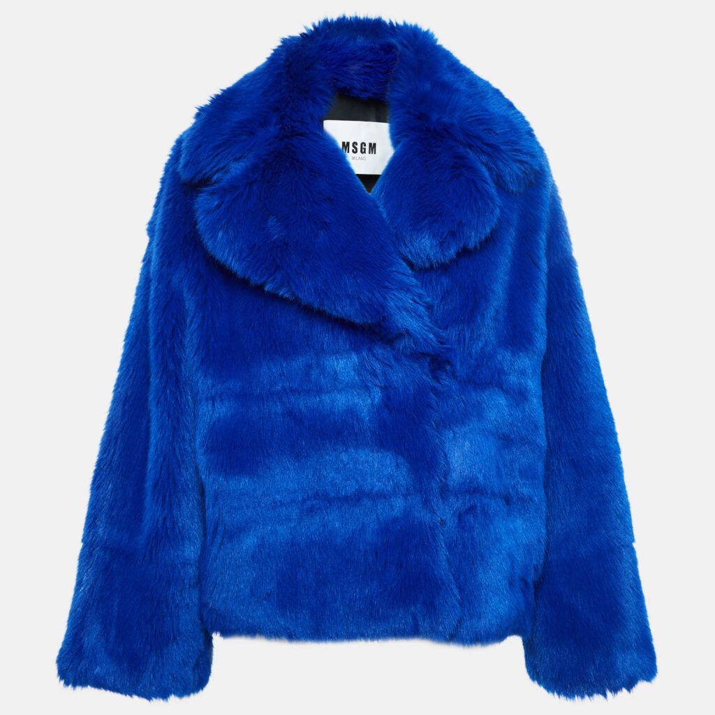 MSGM Blue Faux Fur Jacket M