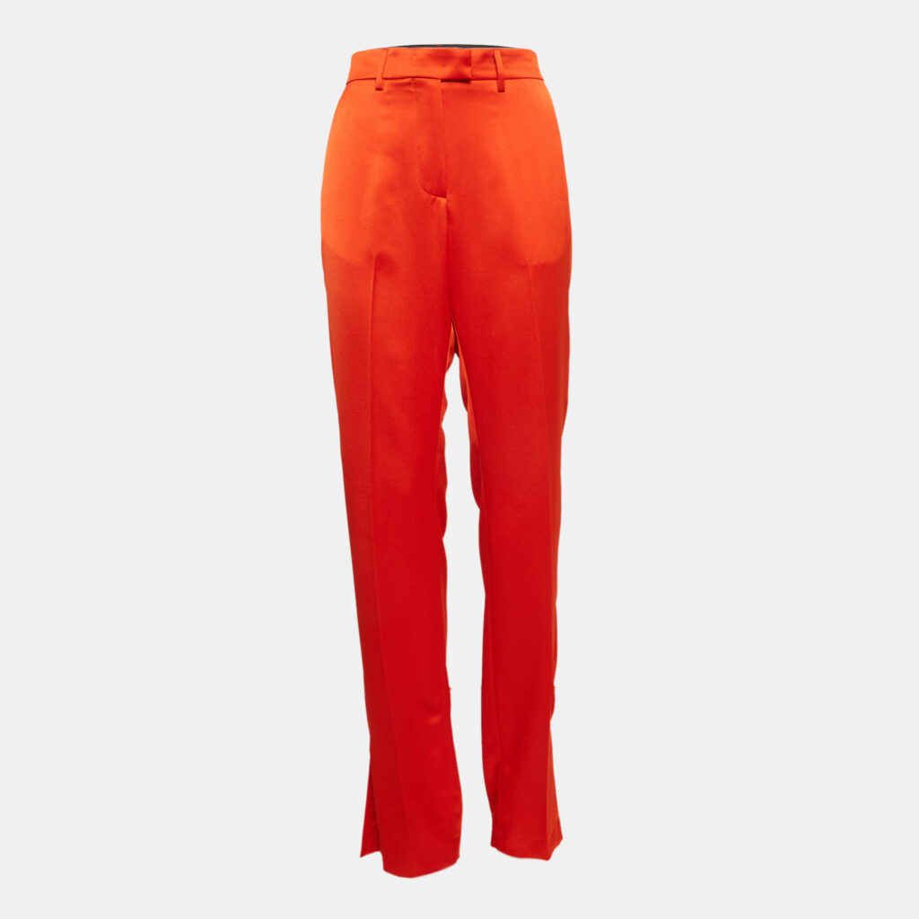 luxury-women-msgm-used-clothes-p1024843-001 MSGM Orange Satin Straight Cut Trousers L