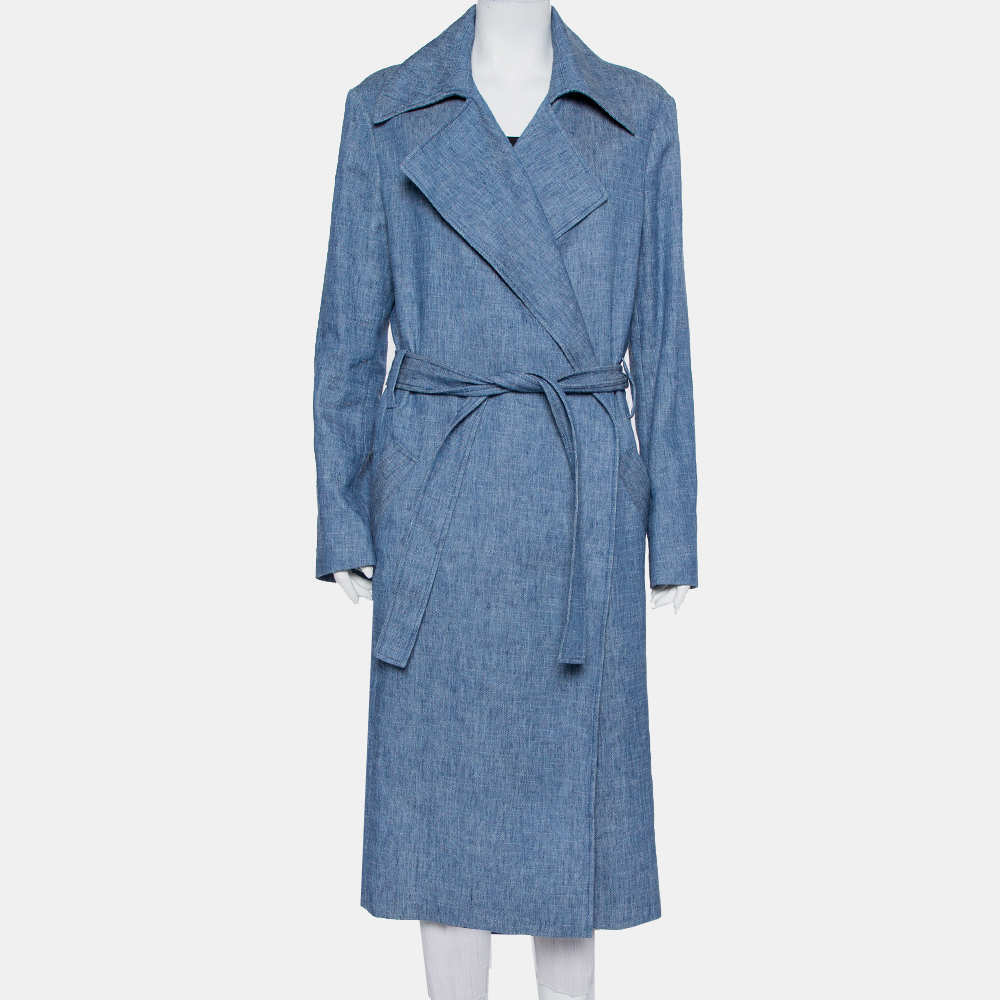 luxury-women-msgm-used-clothes-p430608-009 MSGM Blue Denim Tailored Belted Coat M