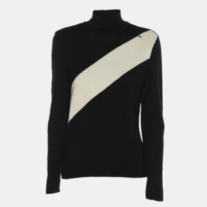 MUGLER Black/Cream Wool Knit Full Sleeve Sweater M