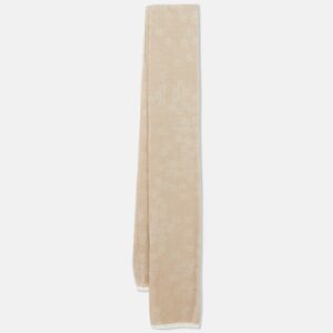 Mulberry Beige Logo Jacquard Wool Blend Scarf