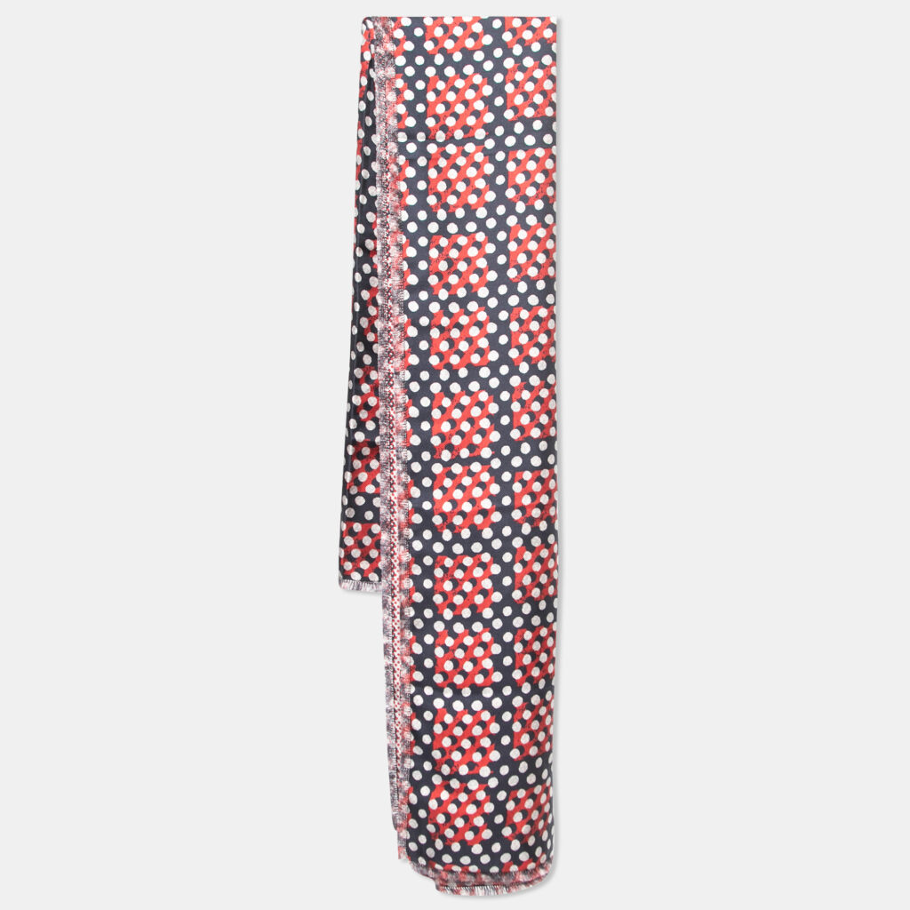 luxury-women-mulberry-used-accessories-p858335-003 Mulberry Red & Navy Blue Dotty Printed Silk Square Scarf