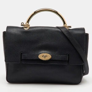 Mulberry Black Leather Medium Belted Bayswater Top Handle Bag
