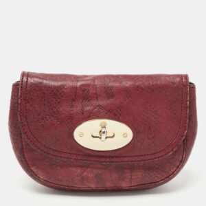 Mulberry Burgundy Python Embossed Leather Lily Pouch