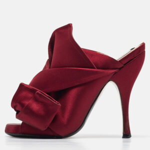 N&ordm;21 Burgundy Satin Knotted Bow Mules Size 35