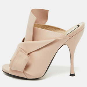 N21 Beige Leather Ronny Pleated Mules Size 40.5