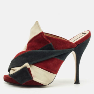 N&deg;21 Multicolor Suede Ronny Pleated Mules Size 39