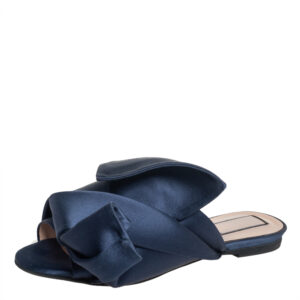 N&ordm;21 Blue Satin Knot Flat Mules Size 36