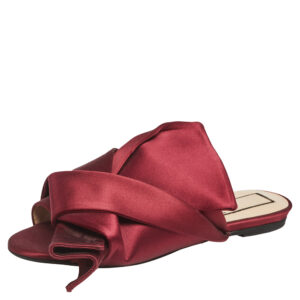 N&ordm;21 Burgundy Satin Knot Flat Mules Size 37.5