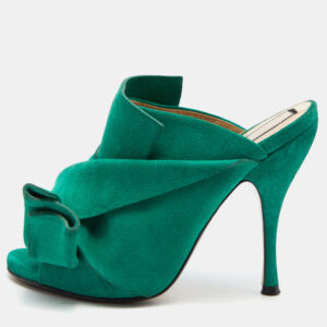 N&ordm;21 Green Suede Raso Knotted Mules Size 37