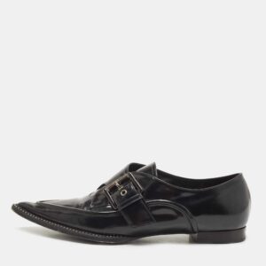 N21 Black Leather Crystal Embellished Buckle Loafers Size 38.5