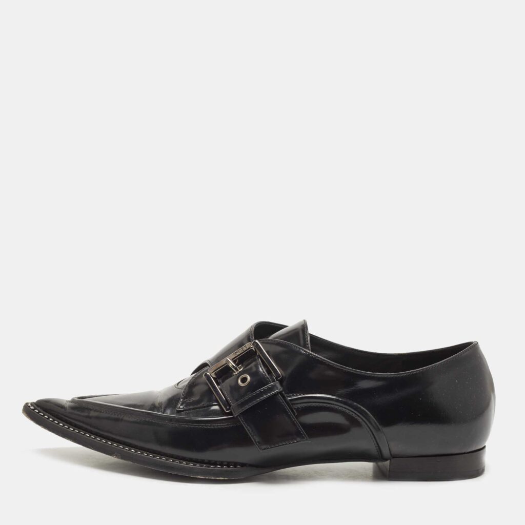 luxury-women-n21-used-shoes-p842953-003 N21 Black Leather Crystal Embellished Buckle Loafers Size 38.5