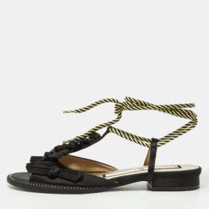 N&ordm;21 Black Satin Ankle Tie Sandals Size 37
