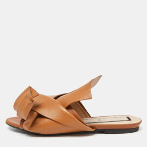 N&ordm;21 Tan Knot Flat Slide Mules Size 36