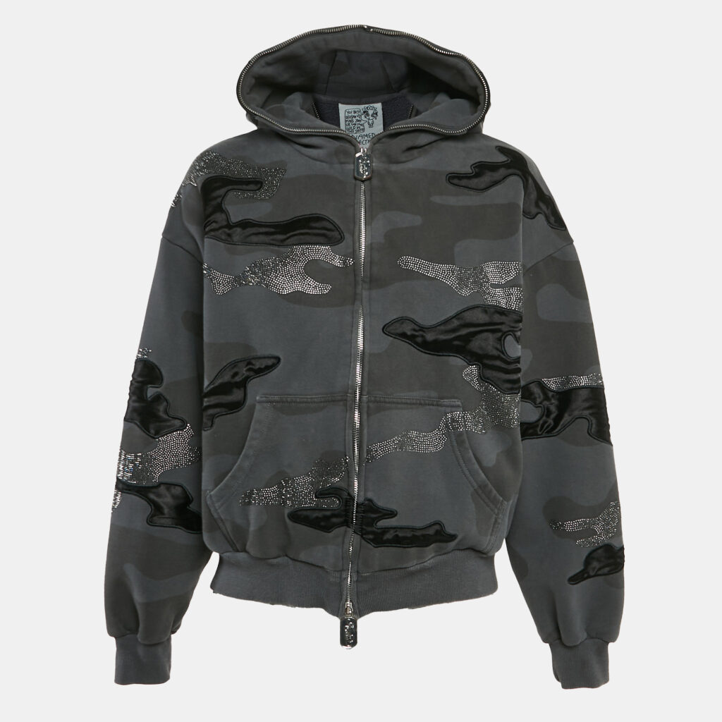 luxury-women-named-collective-used-clothes-p1121645-002 Named Collective Grey Rhinestone Camouflage Cotton Hooded Jacket XS