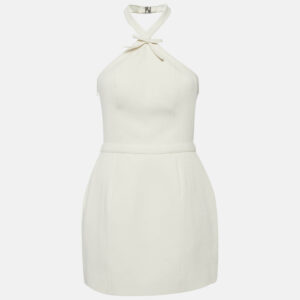 Nana Jacqueline Cream Crepe Halter Neck Dress M
