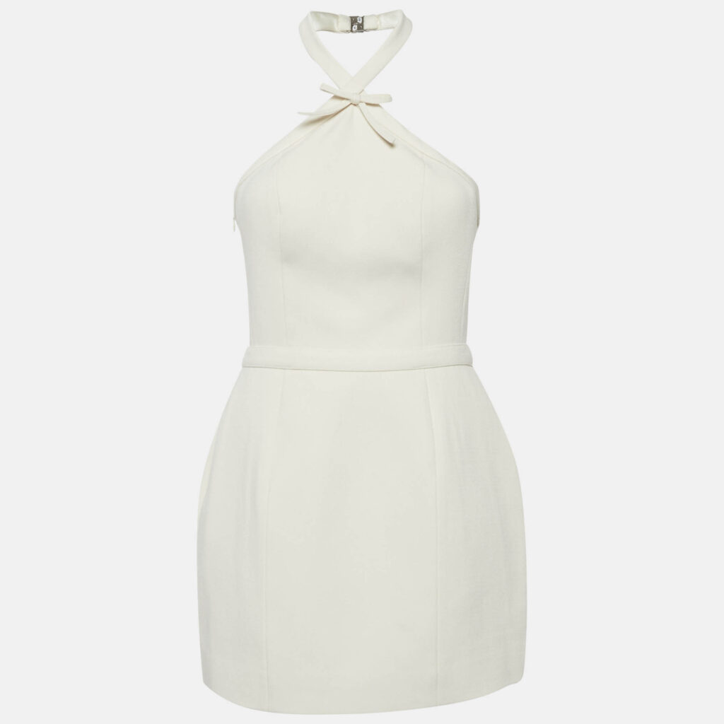 Nana Jacqueline Cream Crepe Halter Neck Dress M