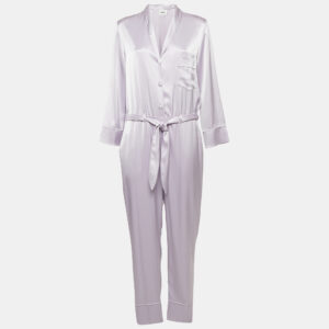 Nanushka Light Purple Satin Belted Yuma Jumpsuit L