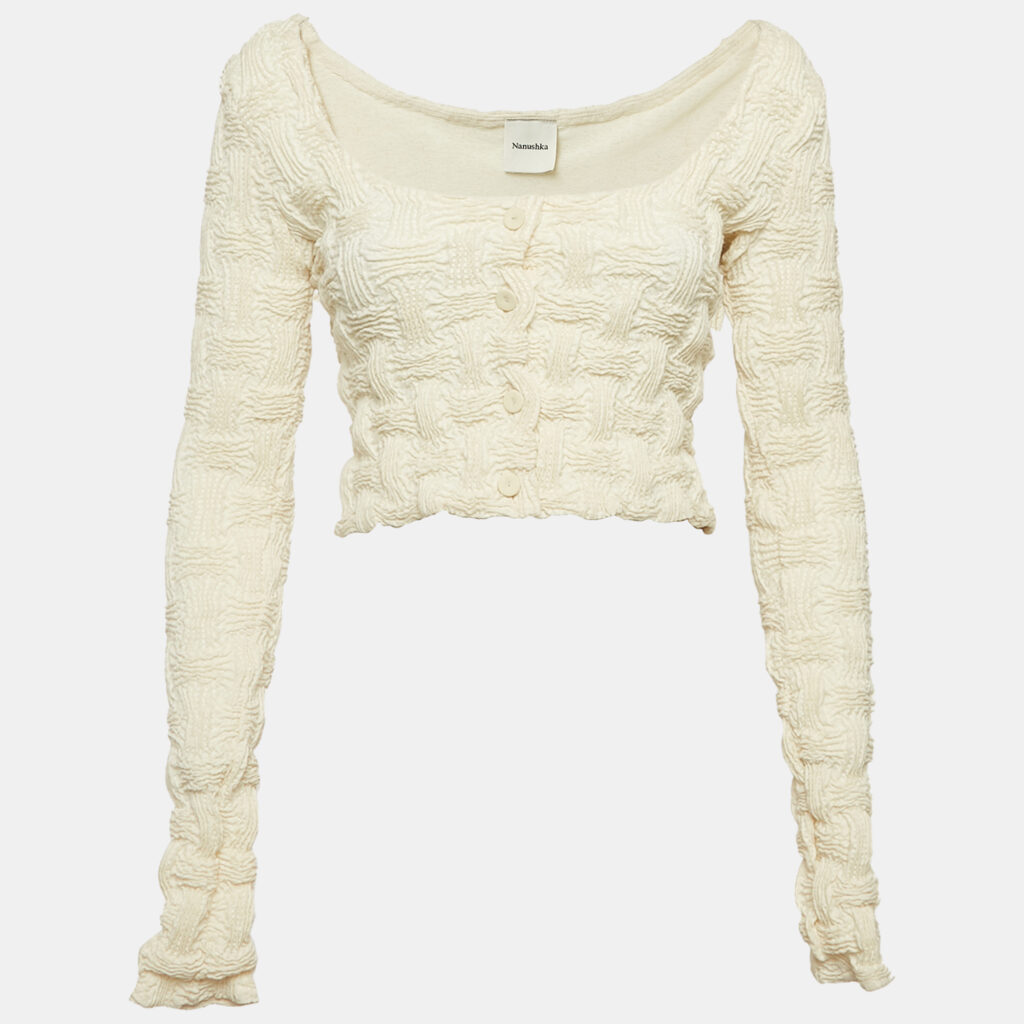 luxury-women-nanushka-used-clothes-p1149876-003 Nanushka Cream Seersucker Jylan Crop Top XS