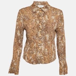 nanushka beige snakeskin print crepe alena top s