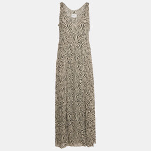 Nanushka Light Grey Printed Jersey Flared Maxi Dress L