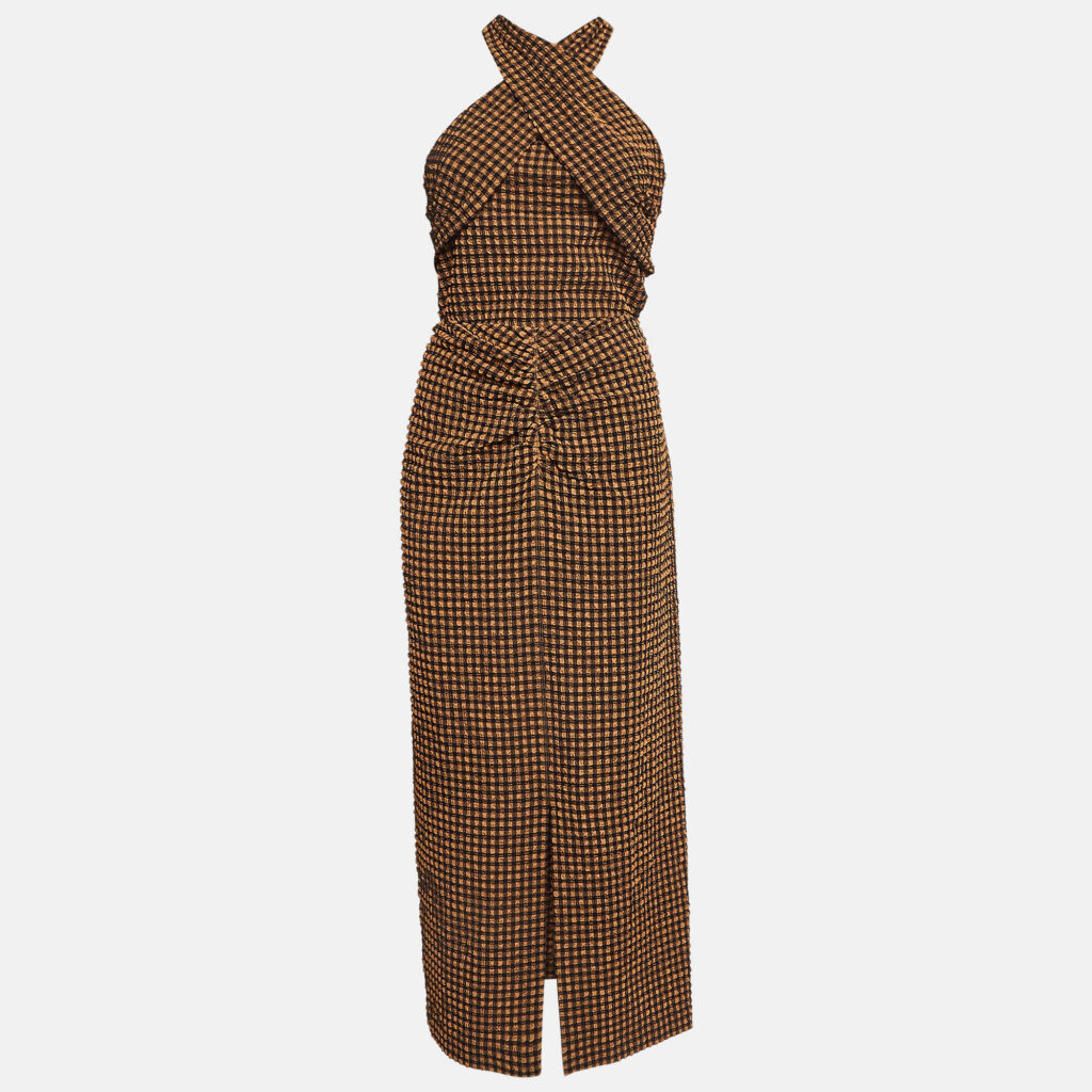 luxury-women-nanushka-used-clothes-p999872-001 Nanushka Brown Checked Seersucker Skirt and Top Set L