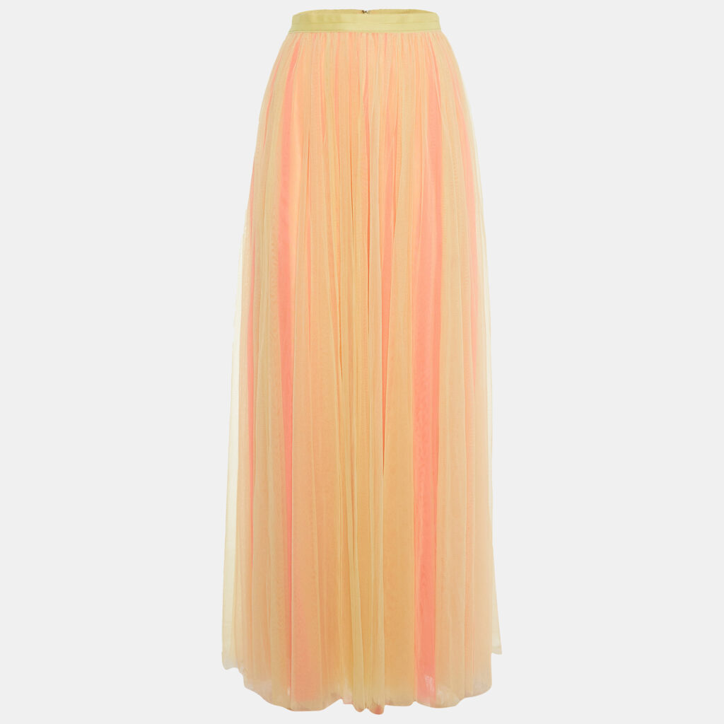Needle & Thread Yellow/Pink Two Tone Tulle Maxi Skirt S