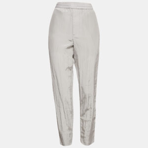 Neil Barrett Silver Reflective Synthetic Slim Fit Low Rise Trousers L