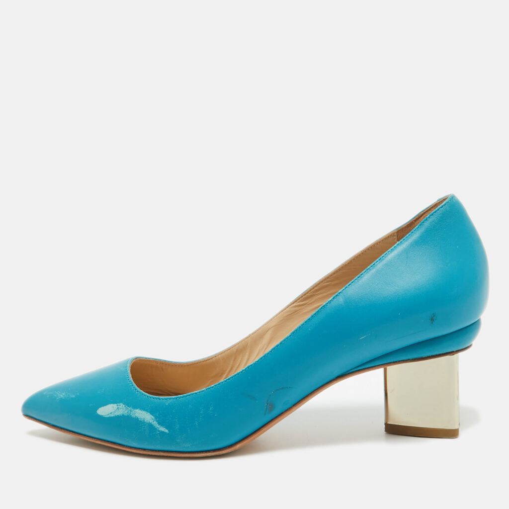 luxury-women-nicholaskirkwood-used-shoes-p1041726-001 Nicholas Kirkwood Blue Leather Pointed Pumps Size 39.5