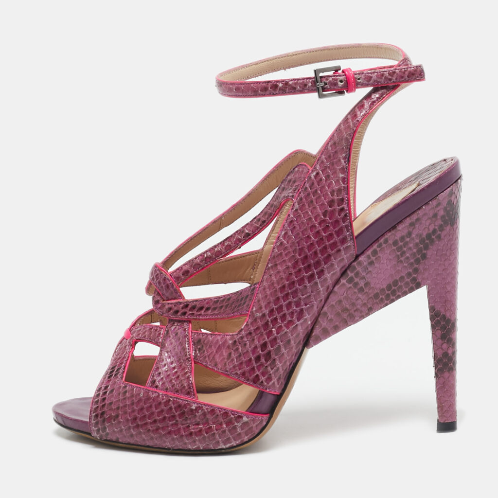 luxury-women-nicholaskirkwood-used-shoes-p1129447-001 Nicholas Kirkwood Purple Snakeskin Leather Ankle Strap Sandals Size 40