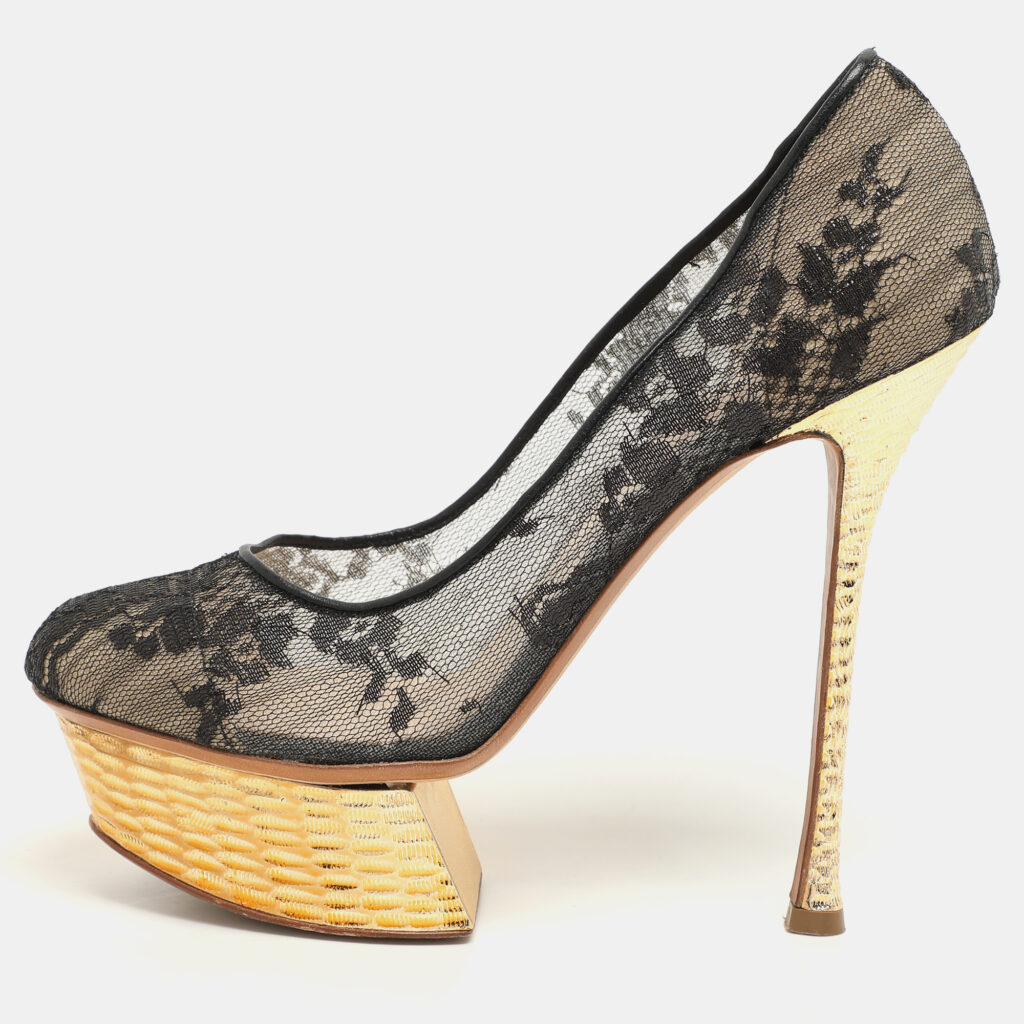 luxury-women-nicholaskirkwood-used-shoes-p1137561-007 Nicholas Kirkwood Black Lace Platform Pumps Size 37.5