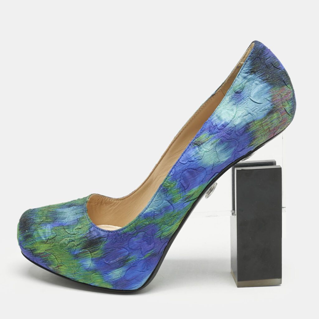 luxury-women-nicholaskirkwood-used-shoes-p1157965-003 Nicholas Kirkwood Multicolor Textile Block Heel Pumps Size 40
