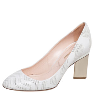Nicholas Kirkwood White Perforated Leather Briona Prism Pumps Size 37