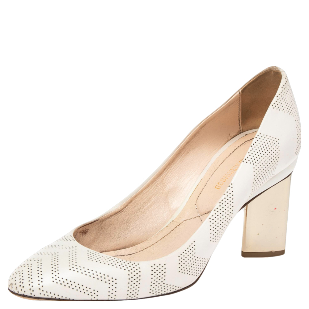 luxury-women-nicholaskirkwood-used-shoes-p503599-005-2 Nicholas Kirkwood White Perforated Leather Briona Prism Pumps Size 36.5