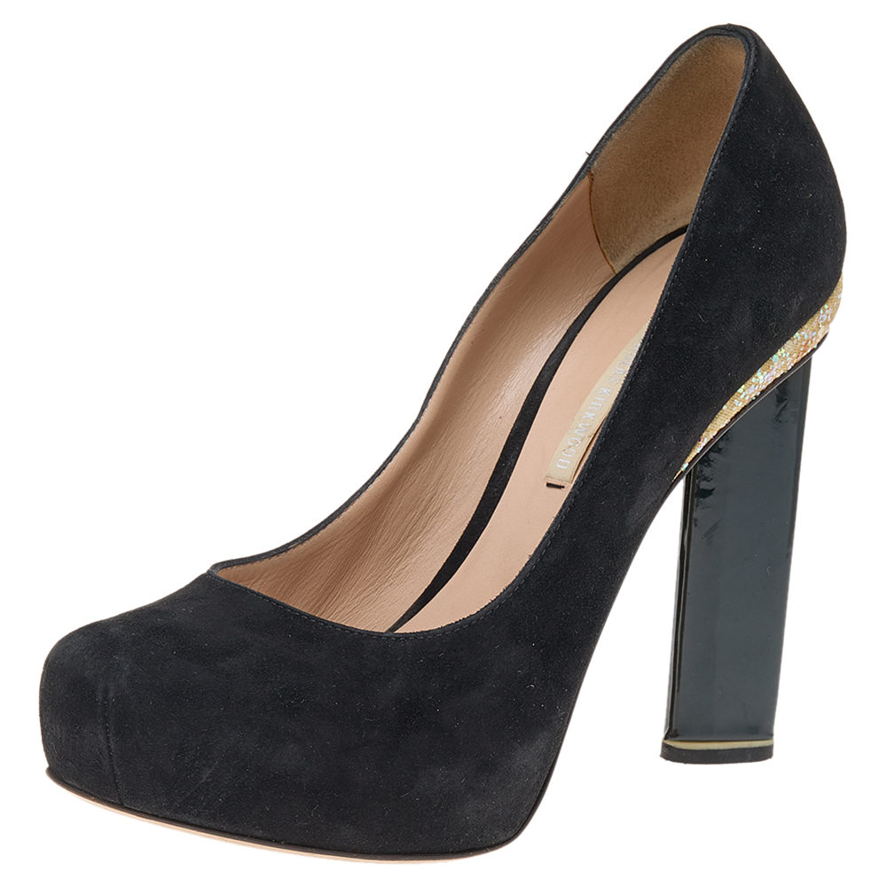 luxury-women-nicholaskirkwood-used-shoes-p569387-001 Nicholas Kirkwood Black Suede Platform Pumps Size 37