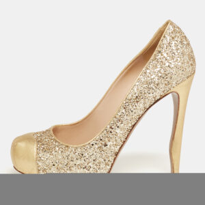 Nicholas Kirkwood Gold Glitter and Leather Cap-Toe Pumps Size 38.5