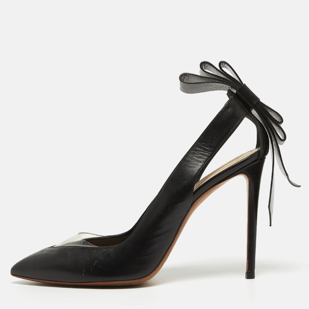 luxury-women-nicholaskirkwood-used-shoes-p977305-010 Nicholas Kirkwood Black Leather Bow Slingback Pumps Size 39