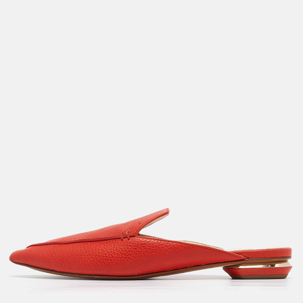 luxury-women-nicholaskirkwood-used-shoes-p997907-010 Nicholas Kirkwood Red Leather Beya Pointed Toe Mules Size 41