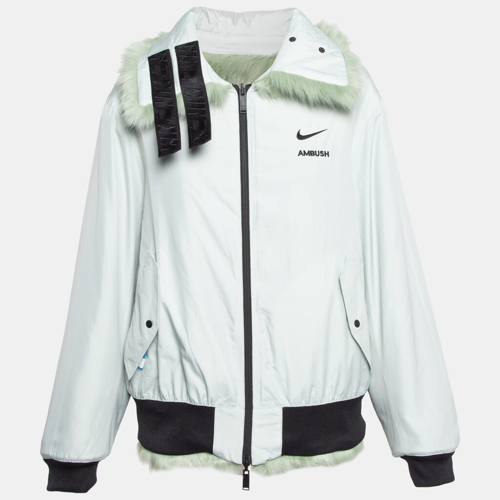 Nike x Ambush Jade Green Faux Fur Reversible Jacket L