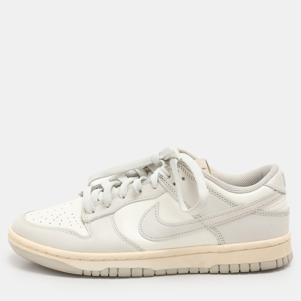 luxury-women-nike-used-shoes-p1112797-001 Nike Grey/White Leather "Sail Light Bone" Dunk Low Top Sneakers Size 40