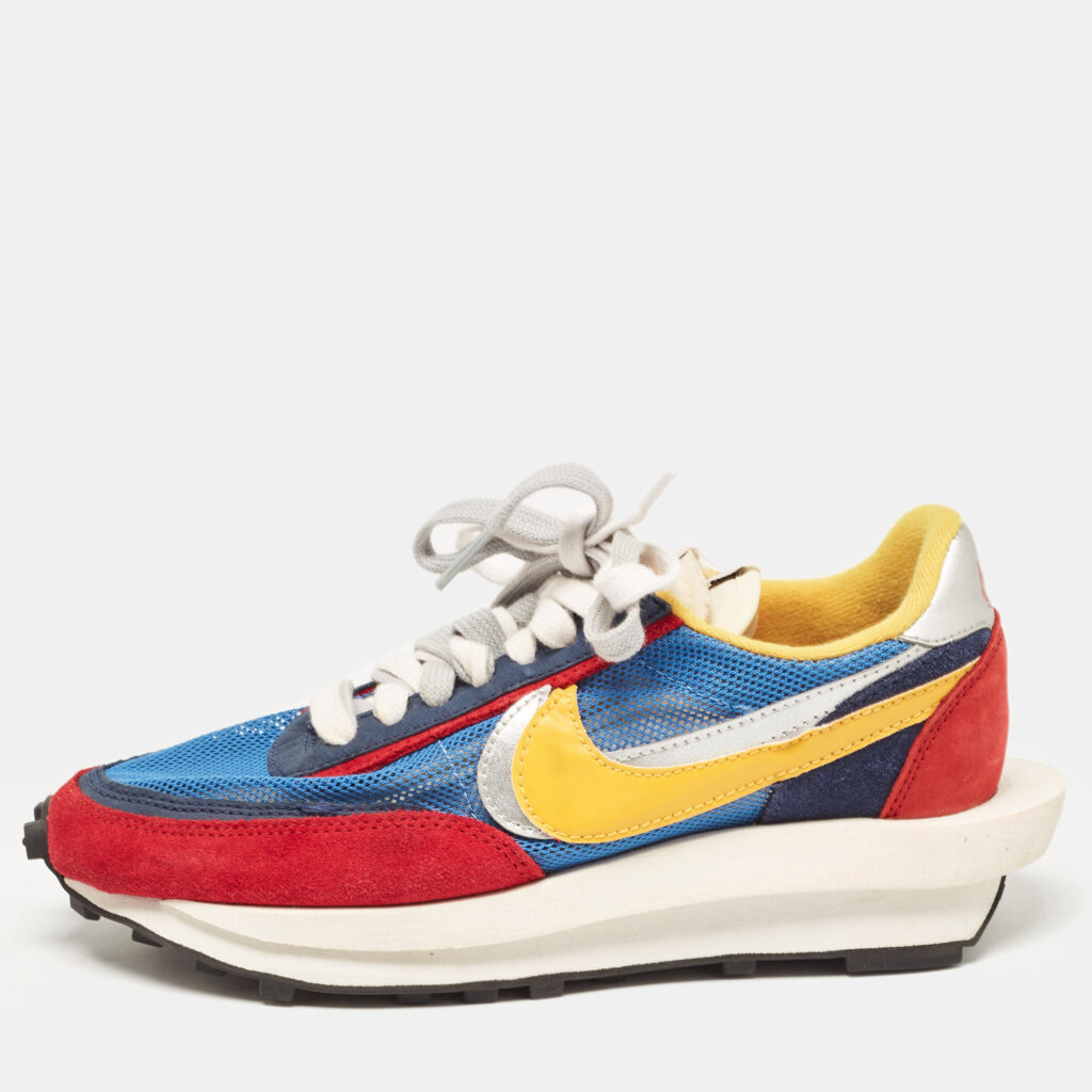 luxury-women-nike-x-sacai-used-shoes-p1103177-001 Nike x Sacai Multicolor Leather and Suede LD Waffle Varsity Blue Sneakers Size 38