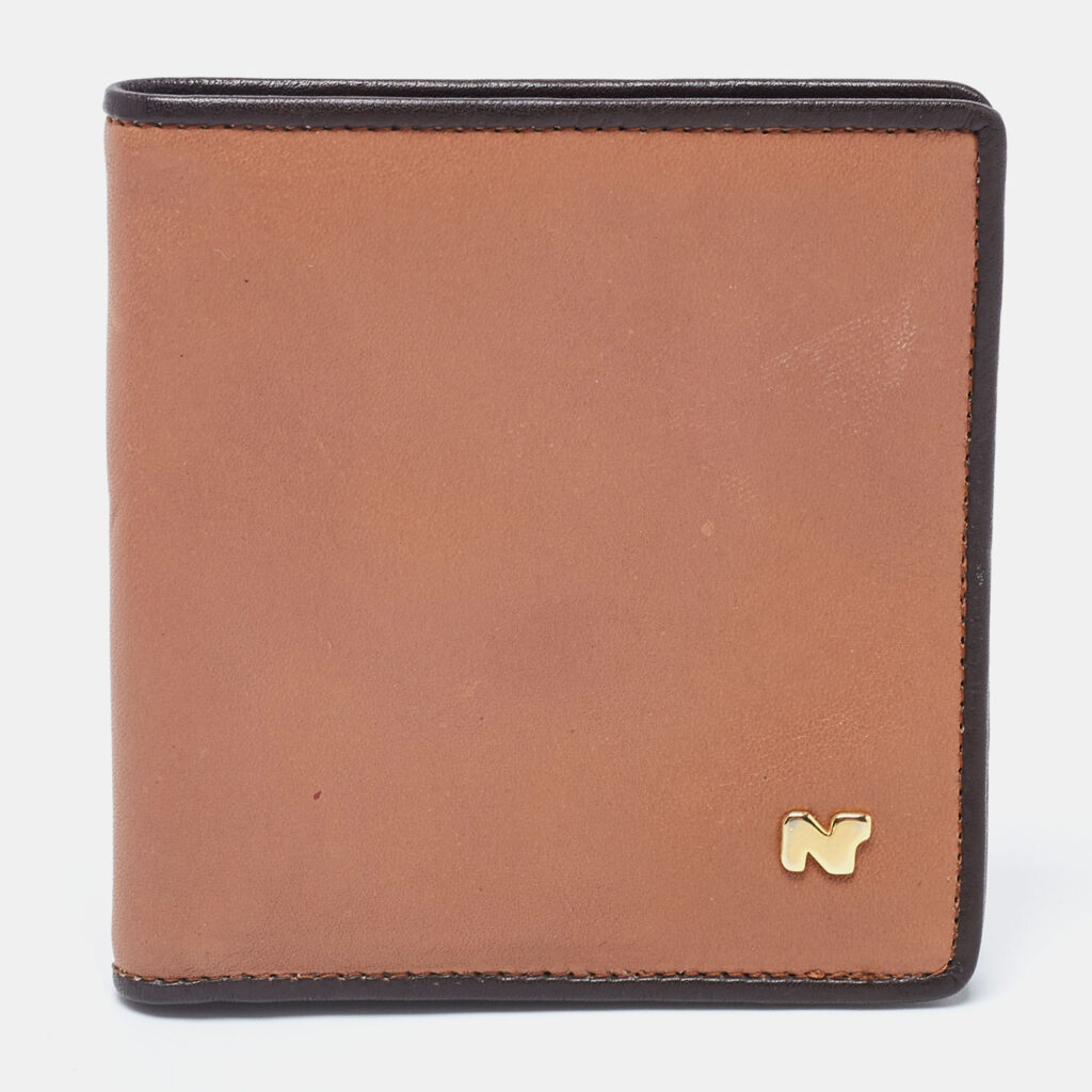 luxury-women-nina-ricci-used-handbags-p846144-012 Nina Ricci Two Tone Brown Leather Bifold Compact Wallet