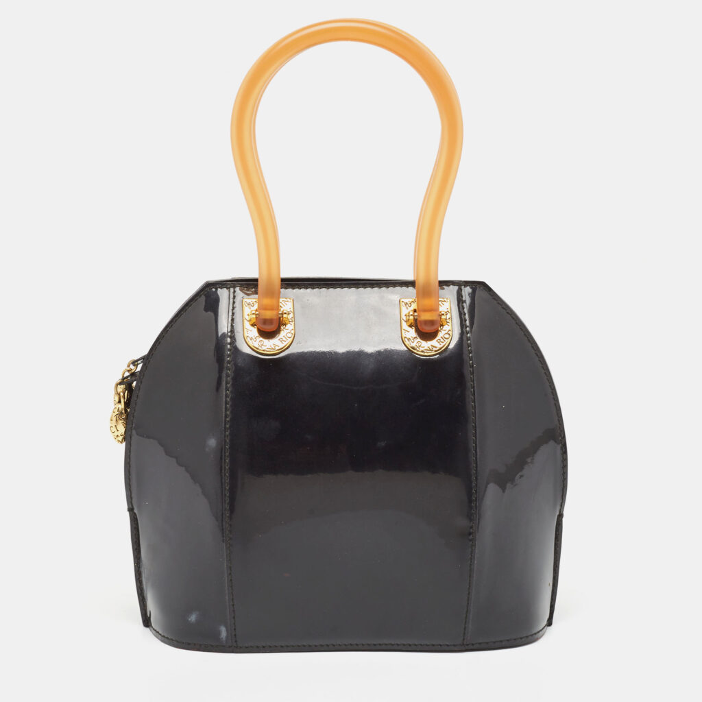luxury-women-nina-ricci-used-handbags-p930003-016 Nina Ricci Black Patent Leather Satchel