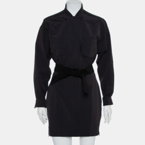 Norisol Ferrari Black Synthetic Paneled Belted Mini Dress M