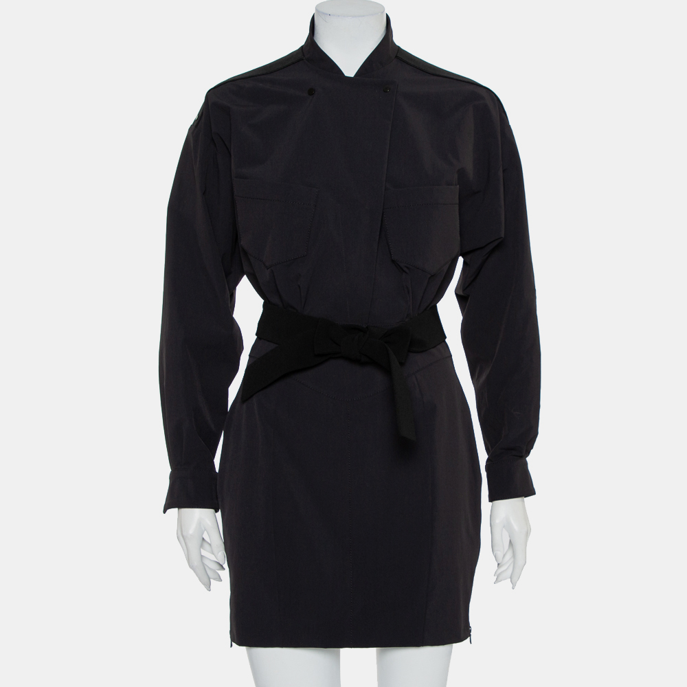 luxury-women-norisol-ferrari-used-clothes-p434182-008 Norisol Ferrari Black Synthetic Paneled Belted Mini Dress M