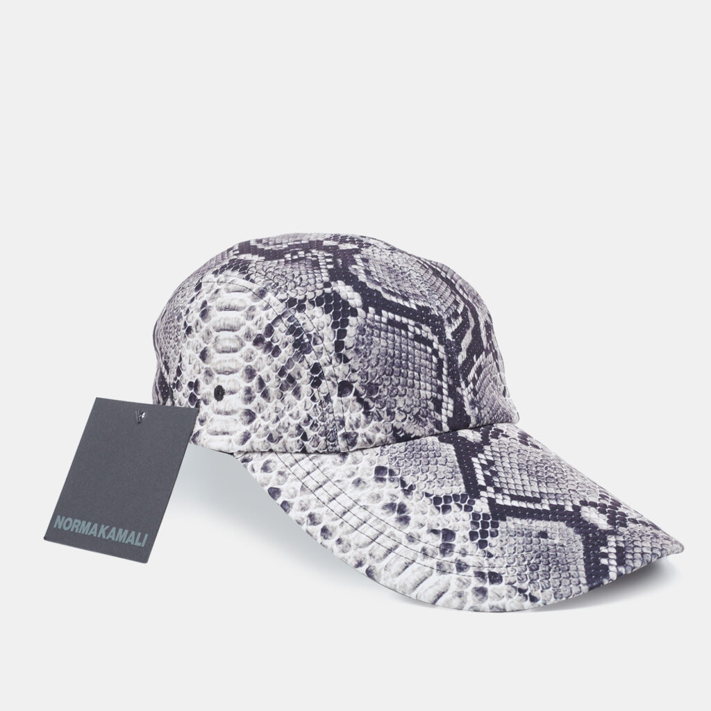 luxury-women-norma-kamali-new-accessories-p918165-006 Norma Kamali Black/White Python Print Poly Lycra Long Bill Baseball Cap One Size